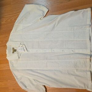 *New* Men's Cream Short Sleeve Button-Up Shirt